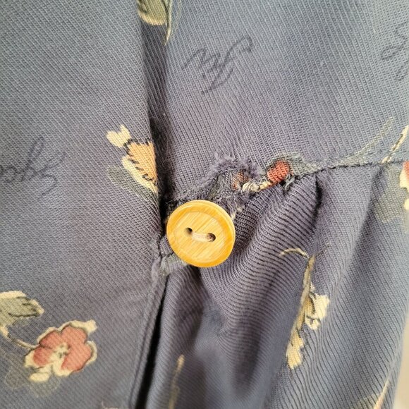 Eddie Bauer Tall L Rayon Blue Floral Maxi Dress Modest Church Home School Mom - Picture 6 of 6